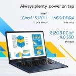 ASUS Vivobook 14 X1404VA Laptop, 14" FHD IPS 60Hz Display, Intel Core 5 120U, 16GB RAM, 512GB SSD, Intel Graphics, English-Arabic Keyboard, Windows 11 Home, Quiet Blue | 90NB13U1-M00AS0