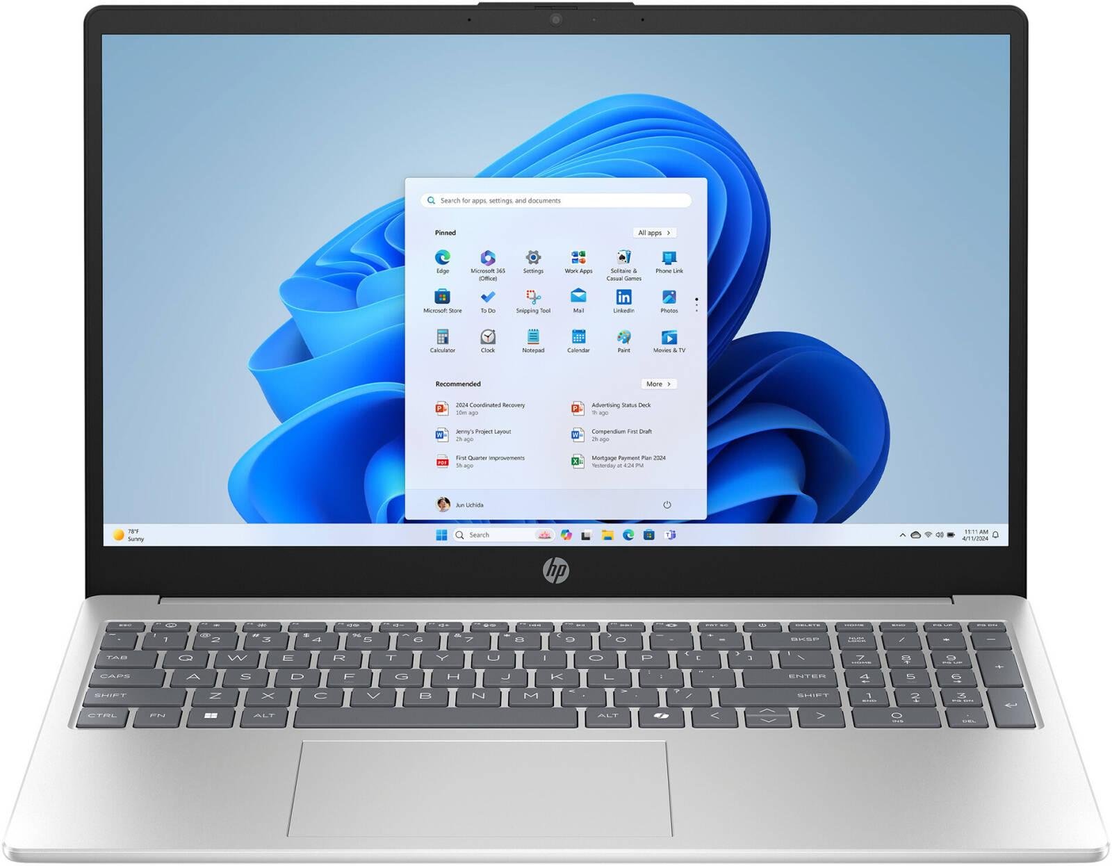 HP 15-fd0250wm Laptop, 15.6" FHD Display, Intel Core i5-1334U Processor, 8GB RAM, 512GB SSD, Intel Iris Xe Graphics, English Keyboard, Windows 11 Home, Natural Silver | BY0S6UA