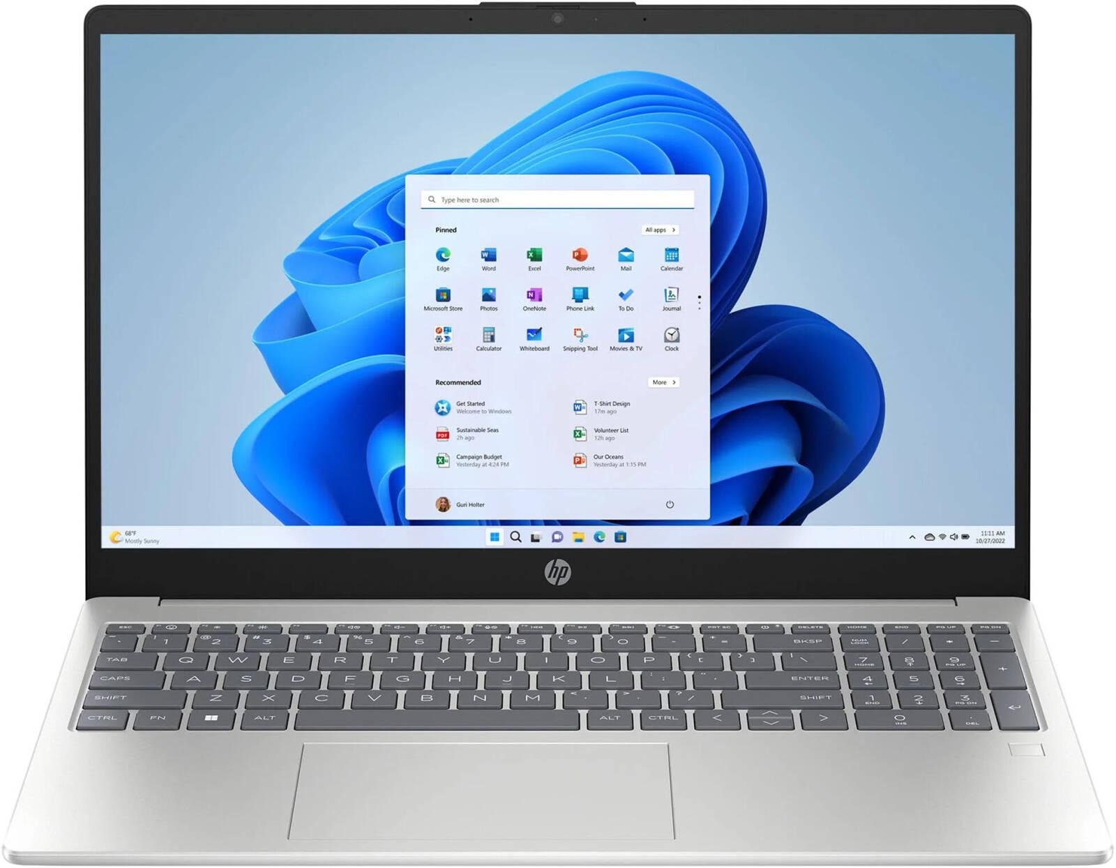 HP 15-fd0131wm Laptop, 15.6" FHD Anti-Glare Display, Intel Core i3-N305, 8GB RAM, 256GB SSD, Intel UHD Graphics, English Backlit Keyboard, Windows 11 Home, Natural Silver | 9C9A2UA#ABA
