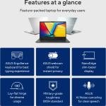 ASUS Vivobook Go 14 Laptop, 14.0" FHD Nano Edge Display, Intel Core i3-N305, 8GB DDR4 RAM, 256 GB SSD, Intel Iris Xe Graphics, ENG-ARB Keyboard, Windows 11 | E1404GA-NK039W