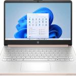 HP 14-dq6015dx Laptop, 14" diagonal HD display, Intel Processor N150, 4GB DDR4, 128GB UFS, Intel UHD Graphics, Windows 11 Home, English Keyboard, Pale Rose Gold | B7FS4UA