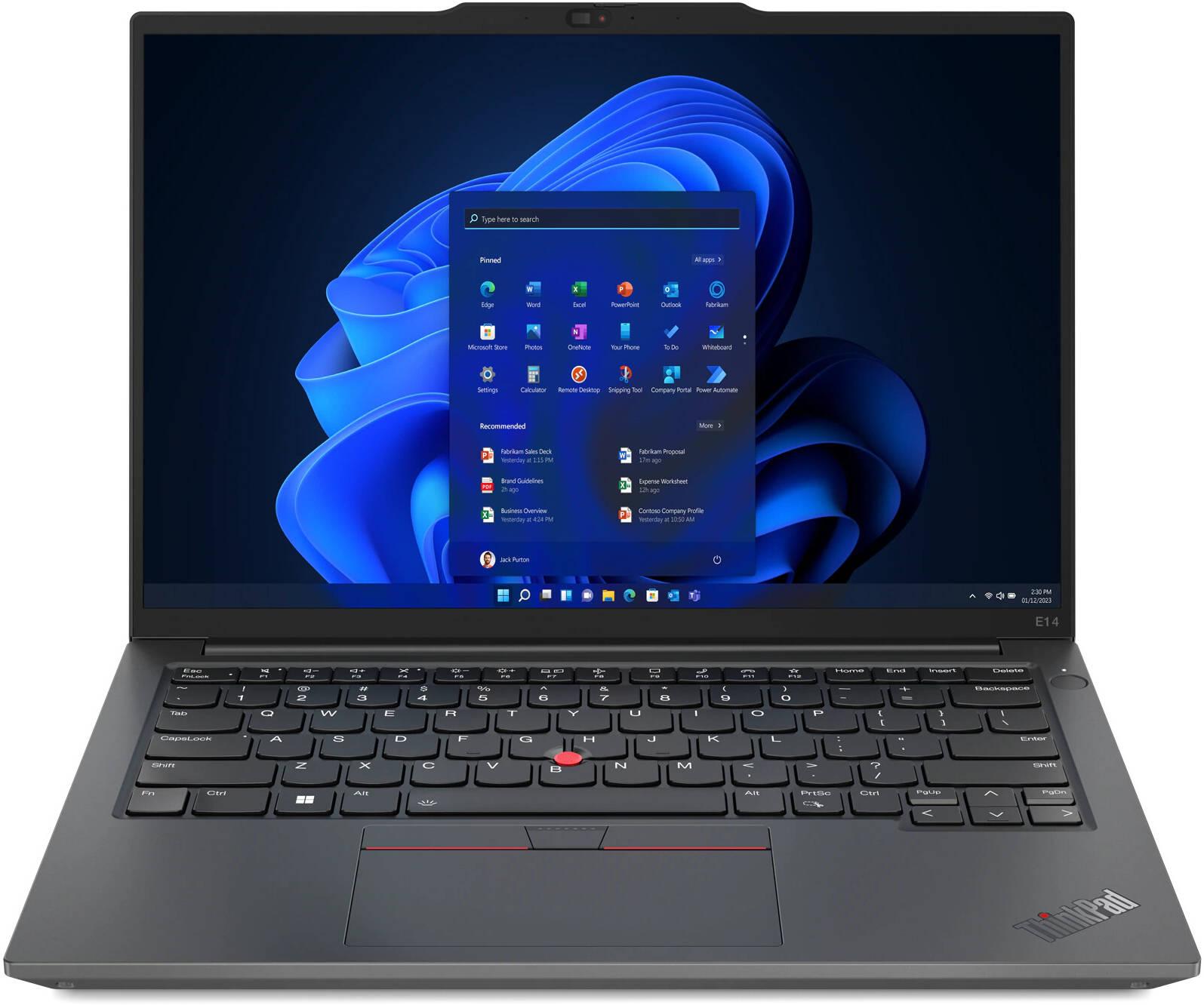 Lenovo ThinkPad E14 Gen 5 Laptop, 14" WUXGA IPS Display, Intel Core i7-1355U, 8GB RAM, 512GB SSD, Intel Iris Xe Graphics, English-Arabic Keyboard, Windows 11 Pro, Graphite Black | 21JK001UGR
